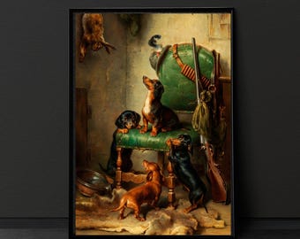 Dachshund Weiner Dog vintage Art Print dopamine Gallery Wall Decor