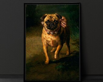 Vintage Dog Portrait Art Print, Dopamine Gallery Wall Decor (Physical Print)