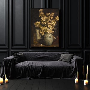 Vintage Flower Print Dark Floral Still Life Oil Painting Dark Academia Décor Moody Wall Art Vintage Floral Print Vintage Art Victorian Art bild 6