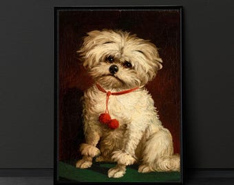 Vintage Dog Portrait Art Print, Dopamine Gallery Wall Decor (Physical Print)