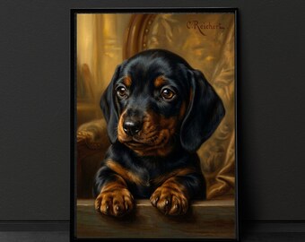 Dachshund Weiner Dog vintage Art Print dopamine Gallery Wall Decor