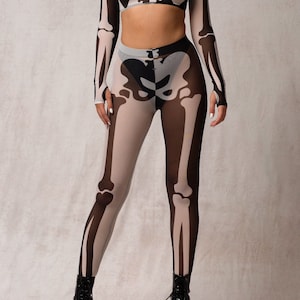 Mesh Halloween Skeleton Leggings Women, Halloween Leggings Women, Halloween Mesh Leggings For Women, Womens Skeleton Halloween Mesh Leggings