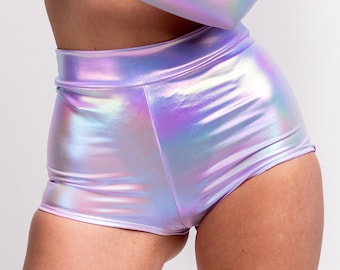 Festival Rave Shorts, Holographic Effect Shorts, Party Woman Shorts, Party Clothing, Women Clothing, Rave Wear, Burning Man Fashion Style