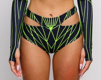 Cutout Rave Shorts: Högmidjade festivalfestkläder