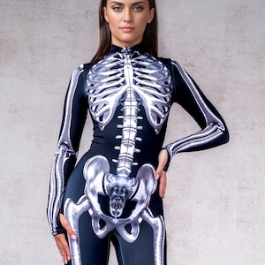 Skeleton Costume, Skeleton Bodysuit, Skeleton Costume Women, Halloween Costumes For Women, Womens Skeleton Costume, Silver Skeleton Costume