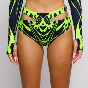 Rave UV Glow Cutout Shorts, Rave Party Shorts, Festival Shorts Woman, Women Party Clothing, Burning Man Clothing, Rave Wear Fashion Style