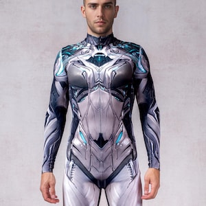 Robot Costume Men, Halloween Costume Man, Droid Costume Men, Silver Robot Male Costume, Male Cyber Costumes, Unique Cyber Halloween Costume
