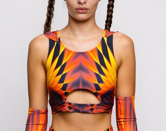Wildfire Hooded Rave Top: Burning Man Festival Wear