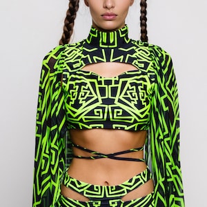 Rave Cutout Top, Festival Woman Top, UV Festival Crop Top, Rave Party Top, Women Party Clothing, Burning Man Wear, Rave Wear Fashion Style