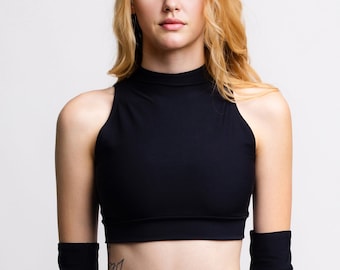 Rave Black Top, Festival Woman Top, Festival Sleeveless Top, Performance Top, Women Clothing, Burning Man Clothing, Rave Wear Fashion Style