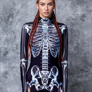 Hooded Skeleton Costume, Halloween Bodysuit Women, Skeleton Costume, Halloween Costumes For Women, Skeleton Bodysuit, Scary Skeleton Costume
