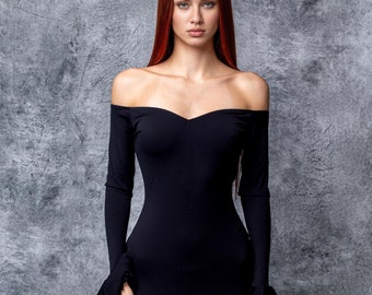Black Dress Women, Morticia Dress Women, Classic Black Dress, Sexy Witch Dress Women, Halloween Dress for Women, Unique Halloween Dress