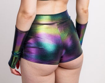 Colorful Woman Shorts, Rave Party High Waist Shorts, Rave Women Clothing, Rave Outfit, Festival Outfit, Rave Clothing, Burning Man Outfit