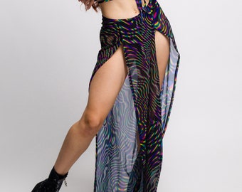 Rave Festival Skirt, Rave Rainbow Mesh Skirt, Party Mesh Skirt, Party Skirt, Women Clothing, Burning Man Clothing, Rave Wear Fashion Style