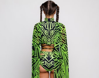 Asas de malha para rave, asas verdes UV para festivais, asas de festa, asas femininas, roupas para festas de festivais, roupas masculinas para queimar, estilo de moda para raves