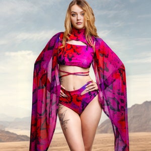 Rave Festival Wings Set, Rave Party Woman Set, Festival Woman Set, Performance Clothing, Burning Man Clothing Set, Rave Wear Fashion Style