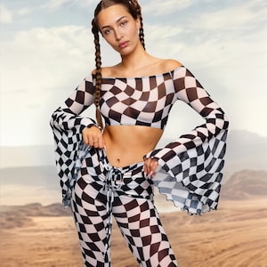 Mesh Frau Set, Frau Festival Set, Party-Set, Frau Rave Festival Set, Frauen Party Kleidung, Brennender Mann Mode-Stil, Leistungskleidung