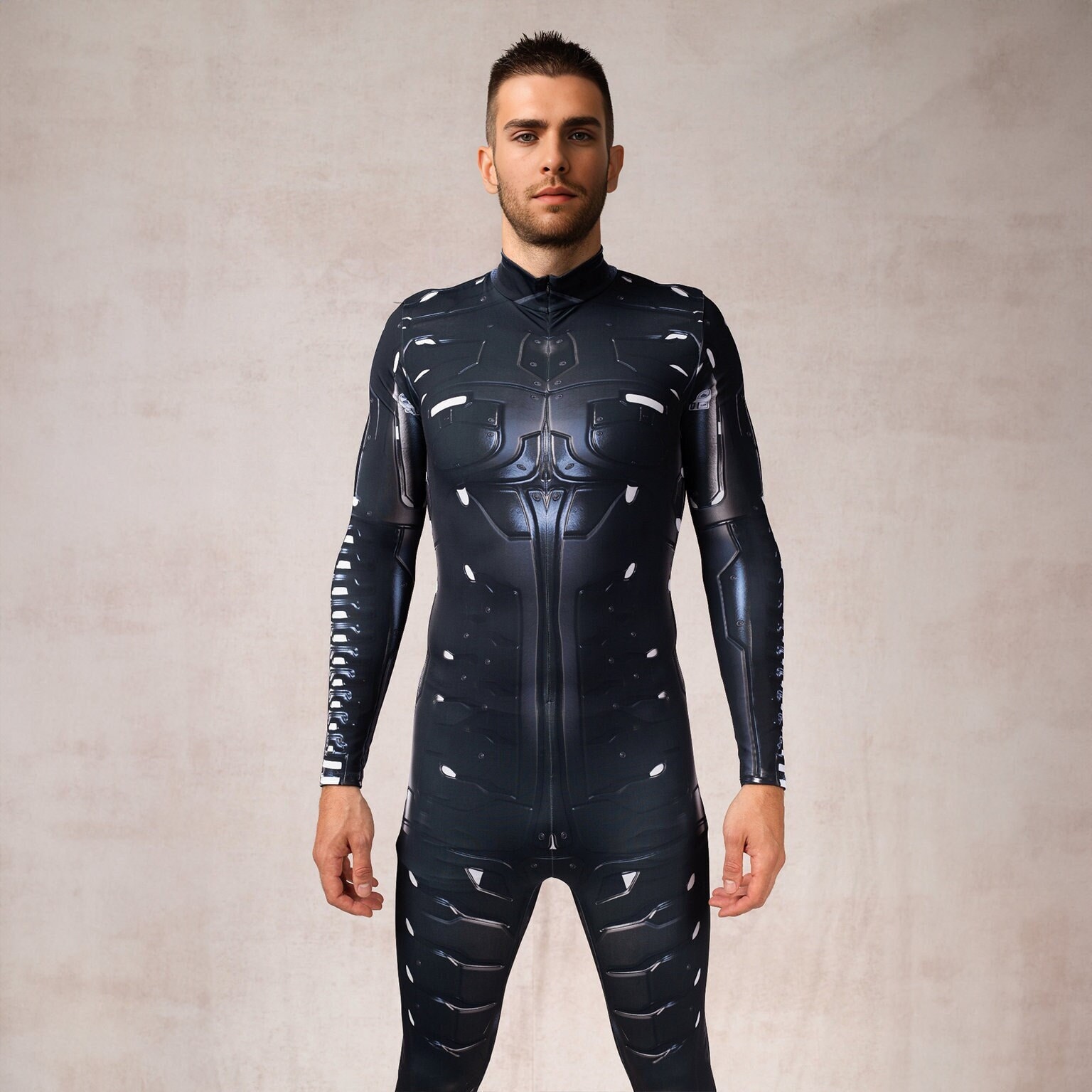 HIRO GATO Shiny Spandex Catsuit Navy Blue Burning Suit Rave Party Zentai  Bodysuit 