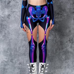 Skeleton Halloween Leggings, Skeleton Sexy Leggings, Halloween Garters Leggings, Halloween Pants, Skeleton Wear, Halloween Costume For Woman