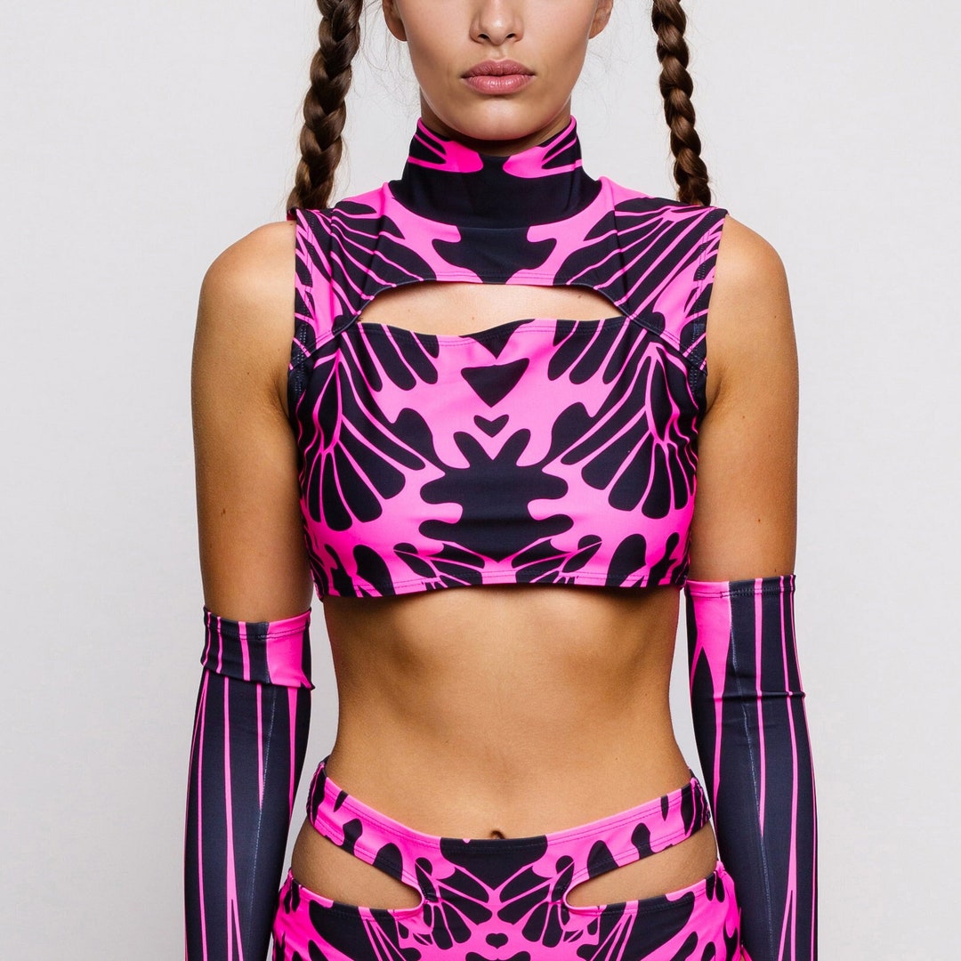 Roma Rave Festival Metallic Iridescent Ruffled Top