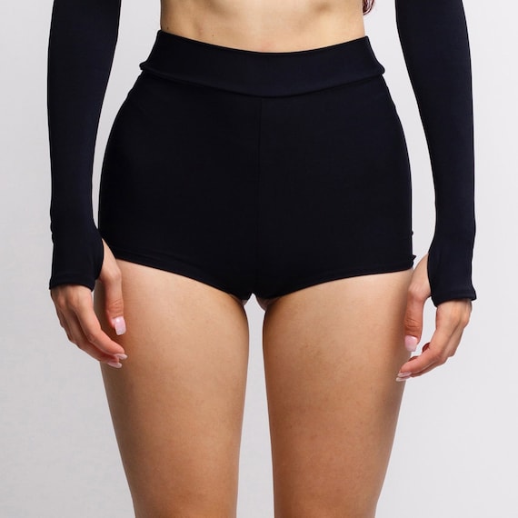 Black High Waist Rave Shorts: Festival Party Wear