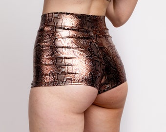 High Waist Woman Shorts, Rave Shorts, Snake Skin Effect, Rave Women Wear, Rave Outfit, Festival Outfit, Rave Clothing, Burning Man Outfit