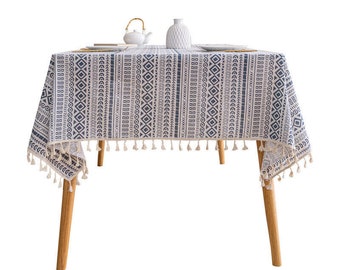 Waterproof and Oilproof Tablecloth, Printed Cotton and Linen Table Cover