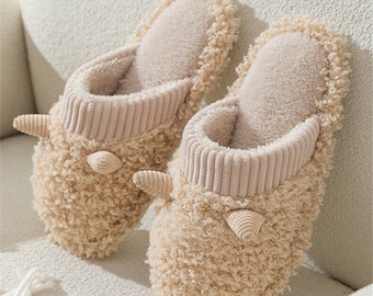 Cloth art cotton slippers, winter fluffy slippers female home indoor