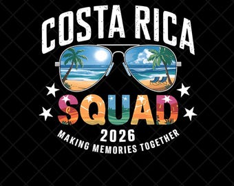 Costa Rica Squad 2026 Png, Tropical Beach Sunset Vacation Design, Sublimation Png Digital Download Island Vibes Group Trip Shirt Design Png