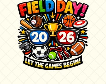 Feld Tag 2026 Lassen Sie Die Spiele Begin Png, Schulveranstaltung Sublimation Png, Digitaler Download Retro Lehrer Schüler Spaß Sporttag Vibe Regenbogen Png
