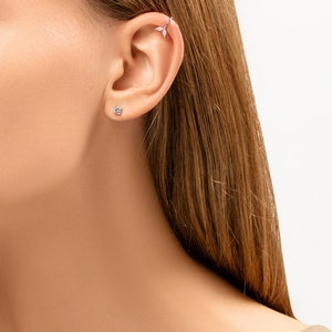 Marquise Diamond Ear Cuff, 14K White Gold Non Pierced Earring, Double Leaf Diamond Cuff Earring, Dainty Cartilage Clip, Gift for Her.