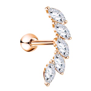 16G Climber Helix Earring , Curved Cartilage Stud,  14k Gold Conch Piercing, Labret Stud Flat Back, Women Girls Piercing