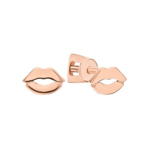14k Gold Lip Stud Earring, Kiss Lip Stud Earring, Romantic  Dainty Stud, Minimalist Earring, Love Jewelry, Gift For Her.