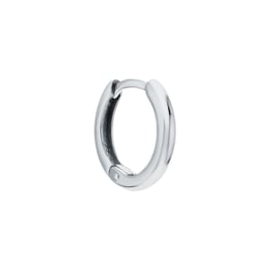 14k White Gold Huggie Hoop Earring - Plain Cartilage & Helix Jewelry| Daith Clicker Hoop| Elegant Piercing Jewelry for Women| Gift For Her.