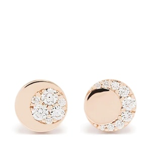 Pave Moon Studs, Crescent Sun Moon Diamond Stud, brinco de meia lua cheia em ouro 14k, brincos celestiais, presentes para ela.