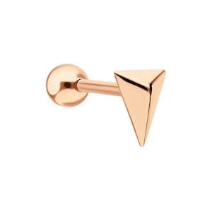 14k Gold Pyramid Labret Cartilage, Triangle Tragus Piercing, Ball Back Earring, Dainty Piercing, Gift For Friend.