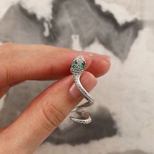 14K Gold Serpent Sliding Ear Cuff, Pave Diamond Snake Cuff Earring, Non Piercing, Serpent Jewelry, Gift For Mom.
