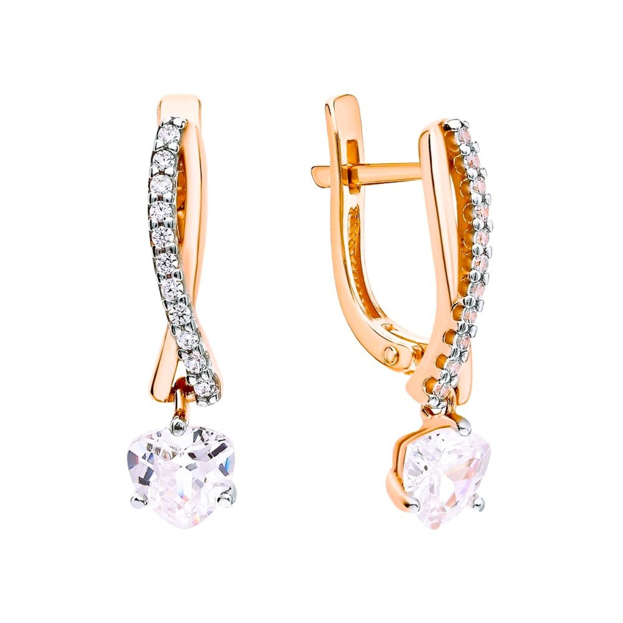 Heart Drop Hoop Earrings in Solid Gold | Twisted Rose Gold