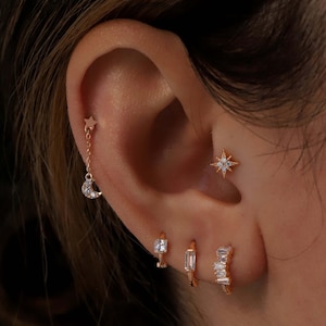 North Star Diamond Tragus Piercing , Helix Piercing, 14k Gold Celestial Cartilage Earring /Minimalist North Stud, Gift For Women.