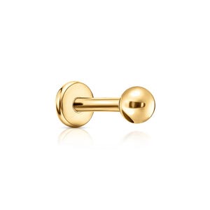 Single Plain Ball Round Stud Piercing, 14k Gold Solid Stud Earring, Dainty Ball Earring, Everyday Minimalist Jewelry, Gift For Women.