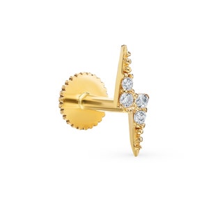 14k Gold Tiny Lightning Bolt Earrings, Thunderbolt Stud,  Lightning Studs, Tiny Cartilage Piercing, Conch Piercing.