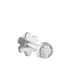 14k Gold Ball Flower Threaded Stud Earring, Bezel Round Diamond Piercing, Solitaire Tragus Earring, Labret Piercing Jewelry, Gift For Her.