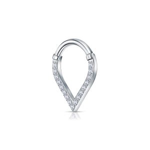 14K GoldTeardrop Septum Ring ,V-Shape Nose Ring ,Dainty Gold Septum Jewelry ,Clicker Hoop, Minimalist Nose Piercing ,Gift for Her.