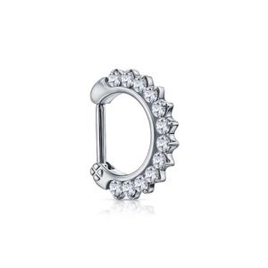 14K Solid Gold Diamond Daith Piercing,Round Septum, Conch Piercing, 16g Helix Clicker Ring, Nose Ring, Sleek Daith Piercing, Gift for Her.