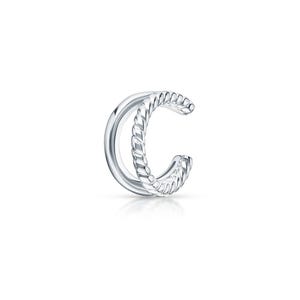 14k Gold Tow Rope Lines Ear Cuff, Double Band Ear Cuff, Silver Twist Ear Cuff, Open Conch Ear Wrap, Gifts For Her.