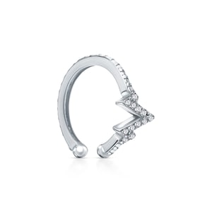 Zig Zag Natural Diamond Ear  Cuff , 14k Solid Gold Zig Zag  Cuff, Adjustable No Piercing , Wrap Earring ,Gift For Her.