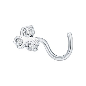14k Gold Floral Diamond Nose Stud | White Gold Piercing Jewelry | Tiny Flower Nose Screw | Dainty Diamond Nose Ring | Gift for women.