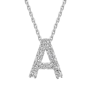 Collar inicial de diamantes de oro de 14K, colgante de letra inicial A del alfabeto de diamantes, colgante de letras personalizadas, regalo especial