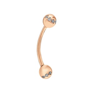 14K Gold Bezel Diamond Curved Barbell, Cartilage Piercing Jewelry, Helix Rook Eyebrow Navel Piercing, Dainty Ball Piercing, Gift For Her.