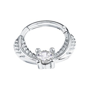 14K Gold Diamond Daith Ring, Natural Diamond Daith Piercing, Septum Nose Hoop, Septum Clicker, Cartilage Conch Piercing.